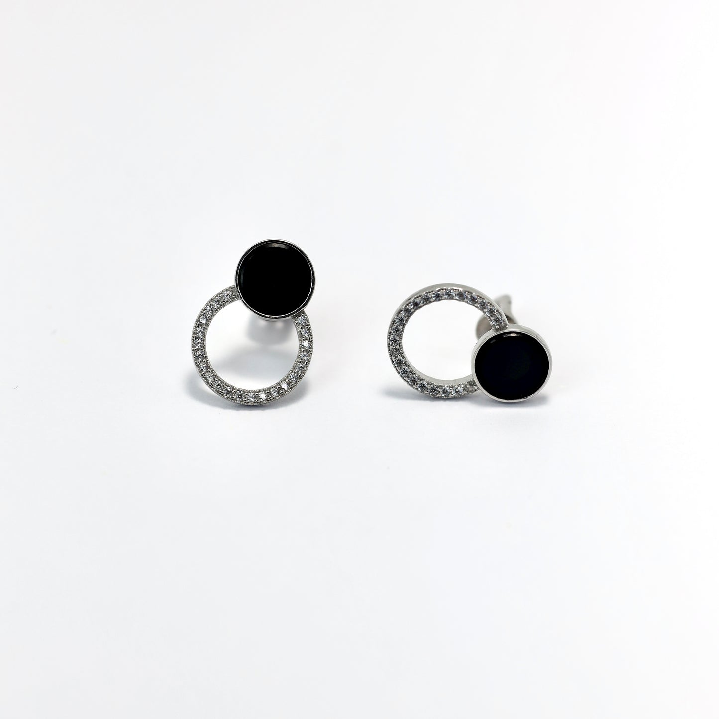 Срібні сережки з чорним каменем | Silver Earrings with Black Stone