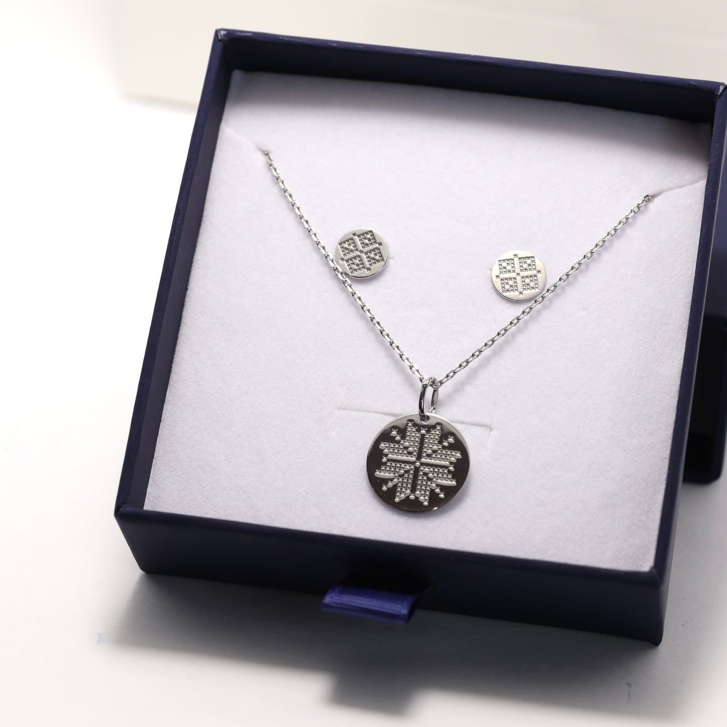 Ukrainian Embroidery Stud Earrings in 925 Sterling Silver — Срібні сережки Вишиванка з українським орнаментом|590