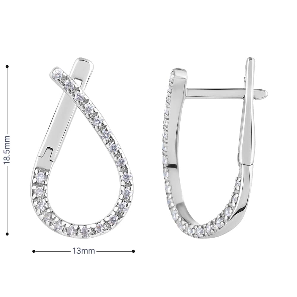 Cubic Zirconia Drop Earrings | 925 Silver Luxury Jewelry — Срібні сережки-краплі з цирконієм|40063