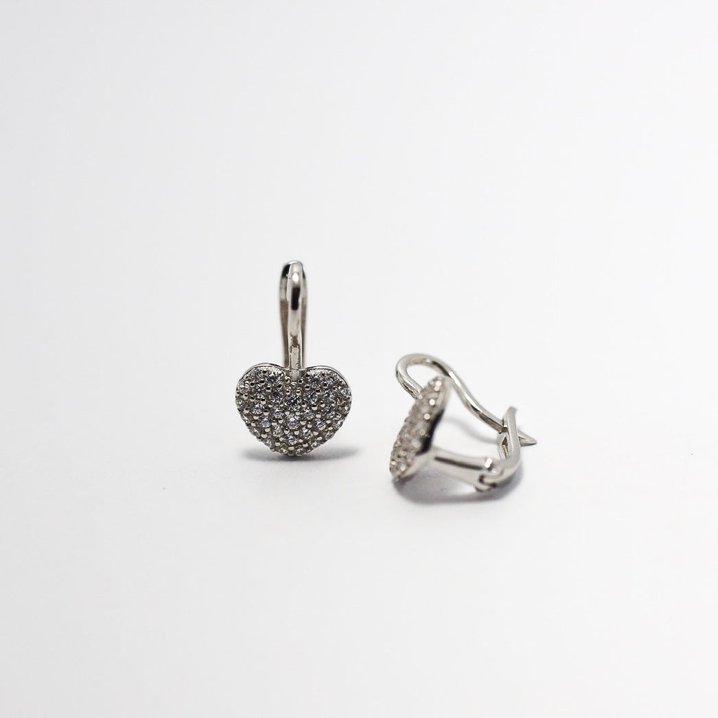 Silver Heart Earrings with CZ | Срібні сережки Серце з фіанітами|421