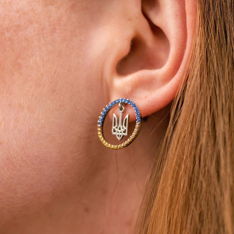 Срібні сережки з фіанітами/Україна/срібло 925пр