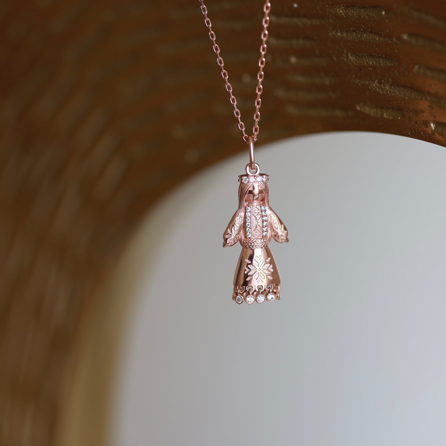 Позолочений кулон з ланцюжком /Мотанка/основа срібло 925пр/покриття позолота 585пр/533