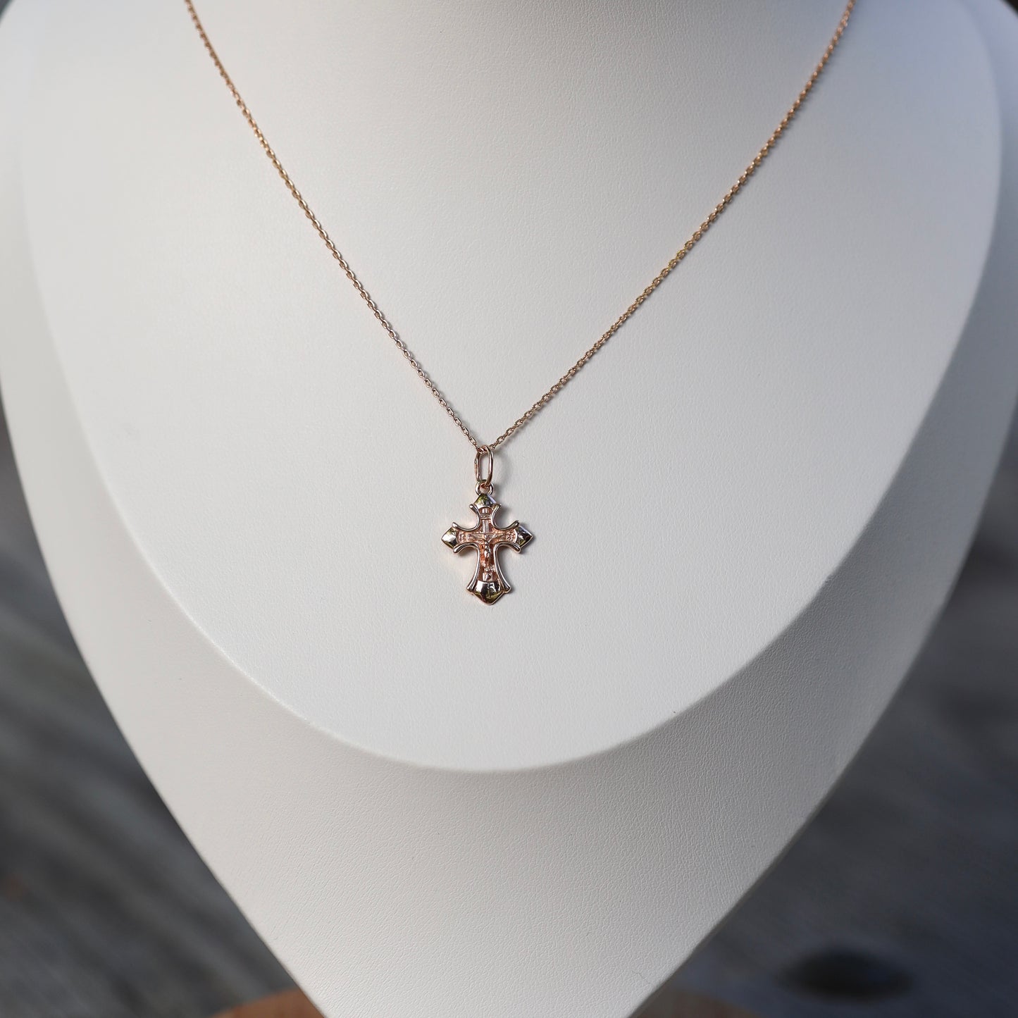 Золотий хрестик 585 проби | 14K Gold Cross Elegant Pendant| 5236