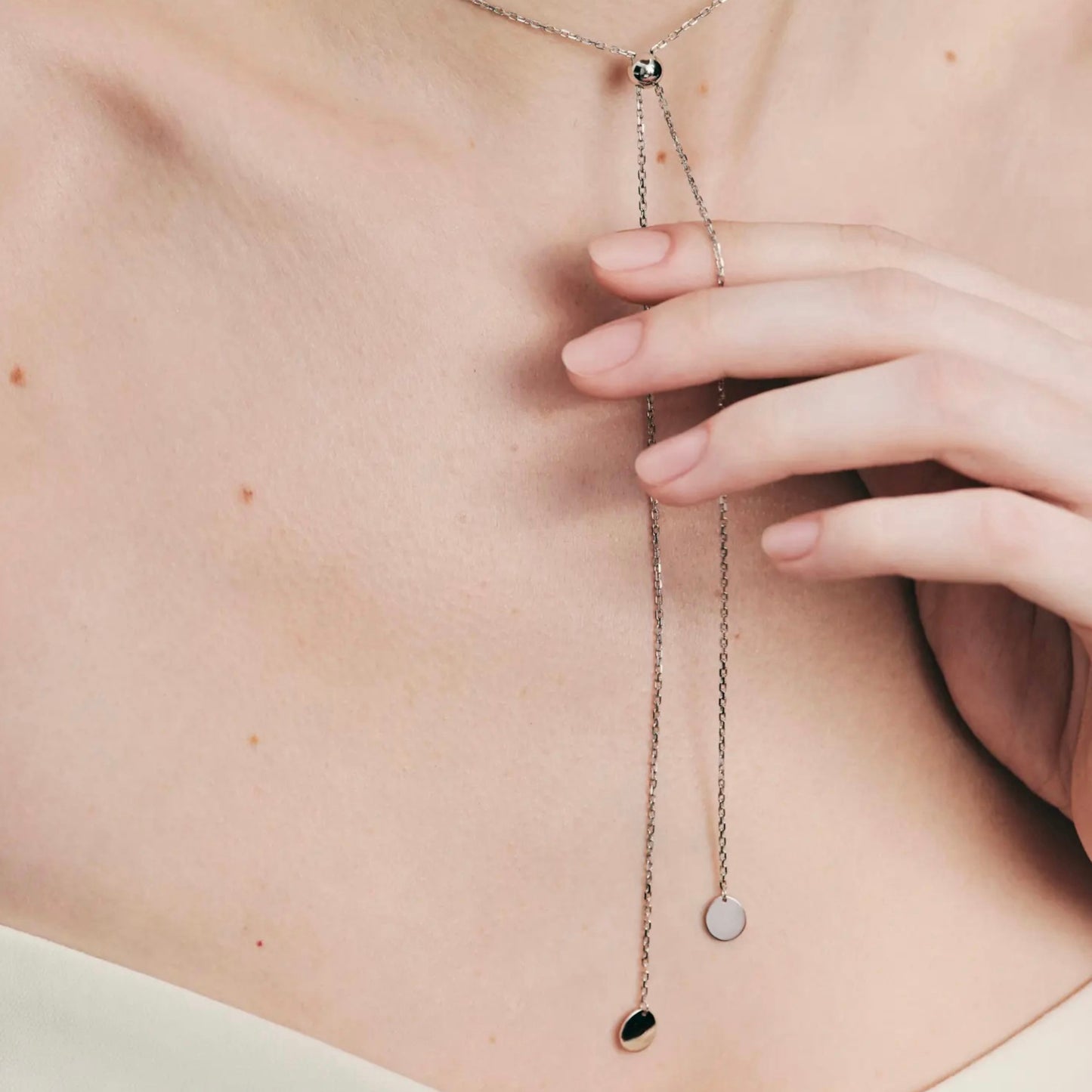 Elegant Silver Lariat Necklace | Срібне кольє Lariat з акцентними закінченнями|892