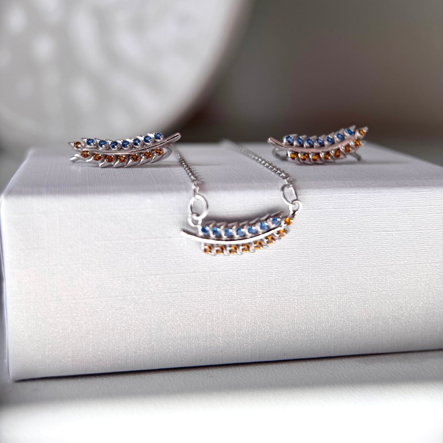 Срібний комплект/кольє/сережки каффи/срібло 925пр/6439