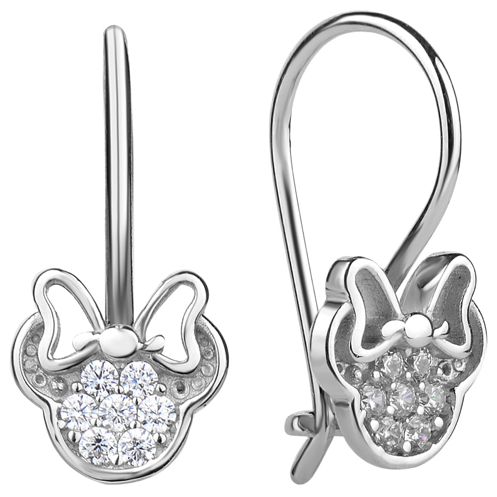Children’s Sterling Silver Minnie Earrings with CZ | Comfortable Loop Closure — Дитячі срібні сережки Мінні з цирконієм | 450