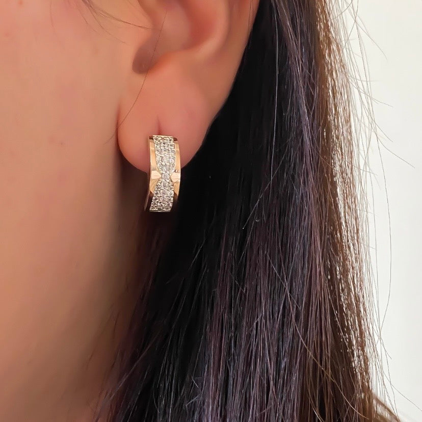 Срібні сережки з напаяною золотою пластиною 375пр/основа срібло 925пр/413