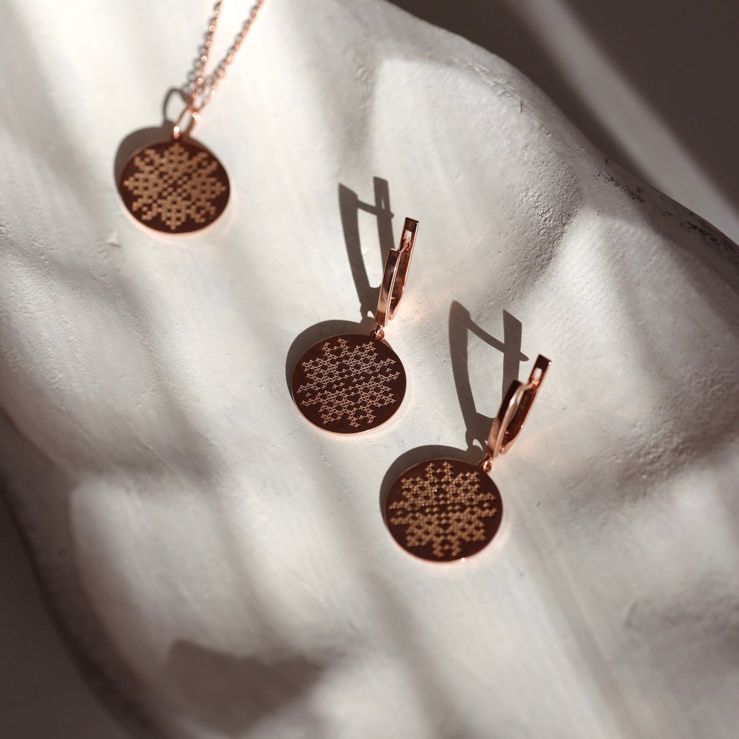 Срібний комплект з вишиванкою | Позолота 585 |Ukrainian Embroidery Jewelry Set | 585 Gold Plated Earrings & Necklace|1317