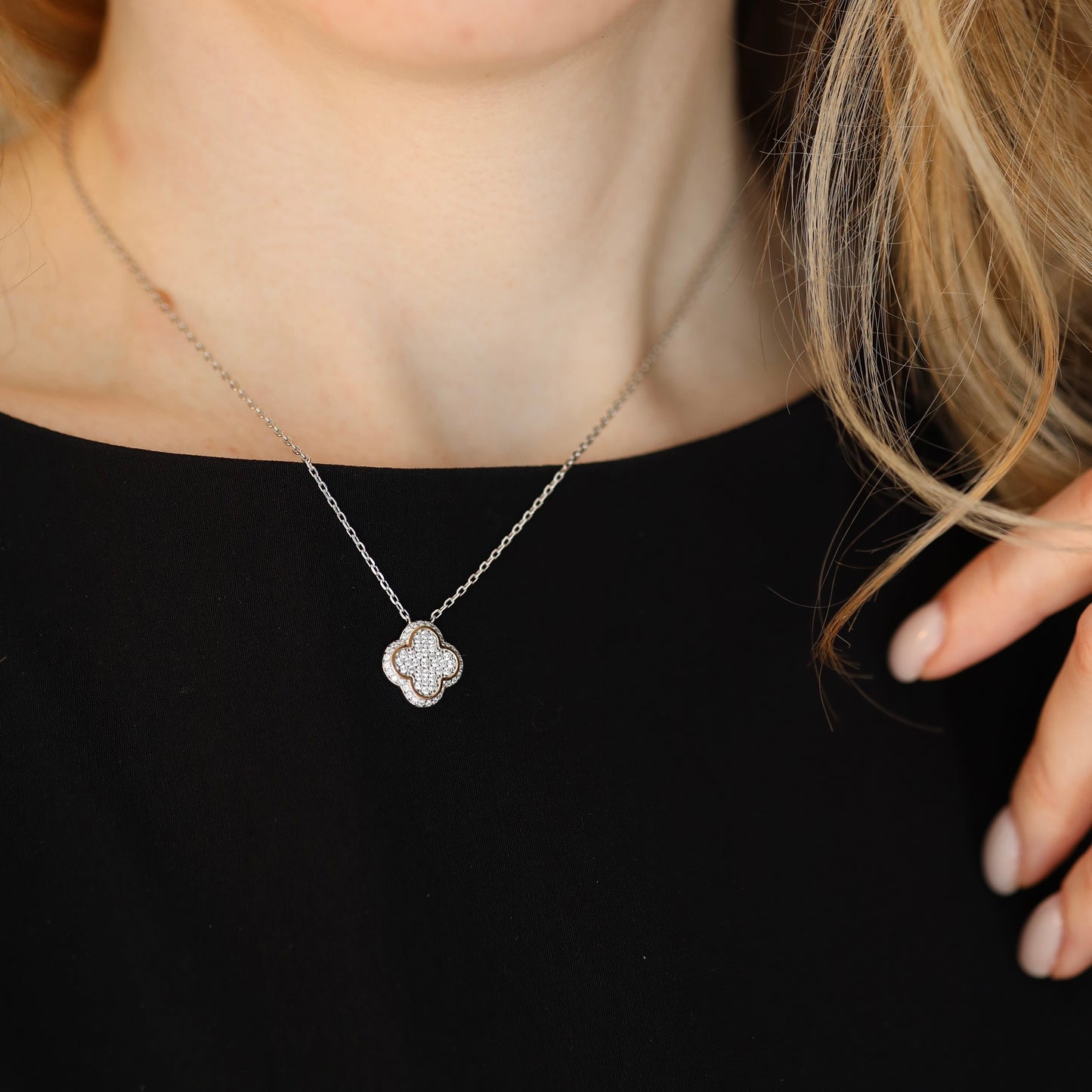 Срібний комплект з золотою пластинкою та фіанітами | Silver Jewelry Set with Gold Plate & Zirconia|366