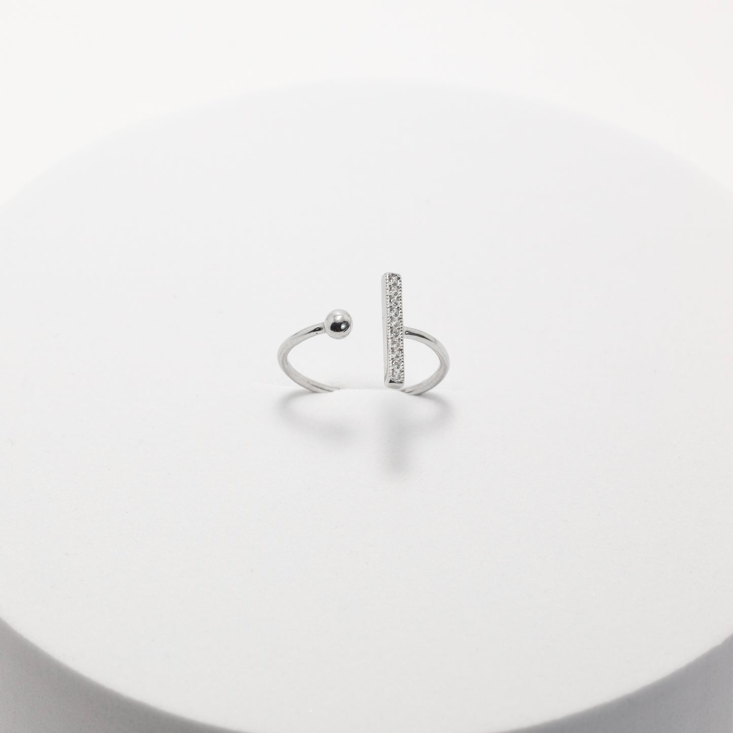 Minimalist Sterling Silver Open Ring with Zirconia | Срібна каблучка з фіанітами|10348