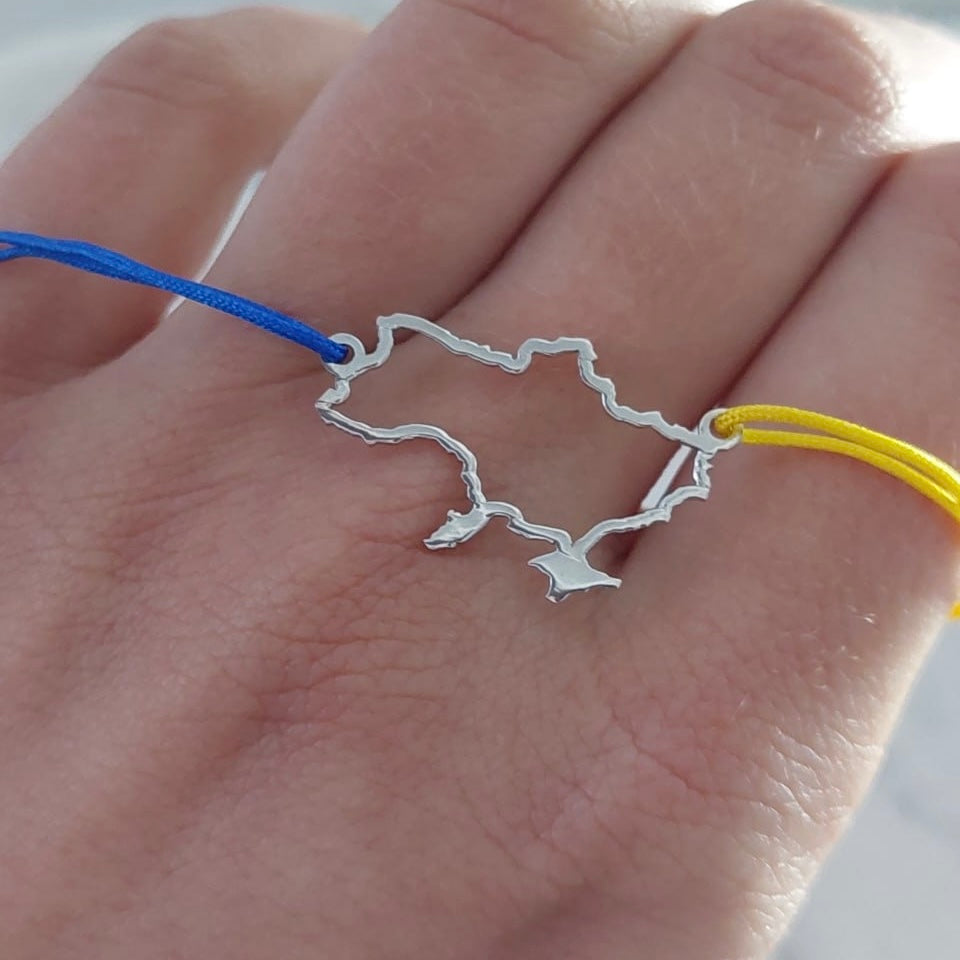 Патріотичний браслет/Мапа України / срібло 925пр