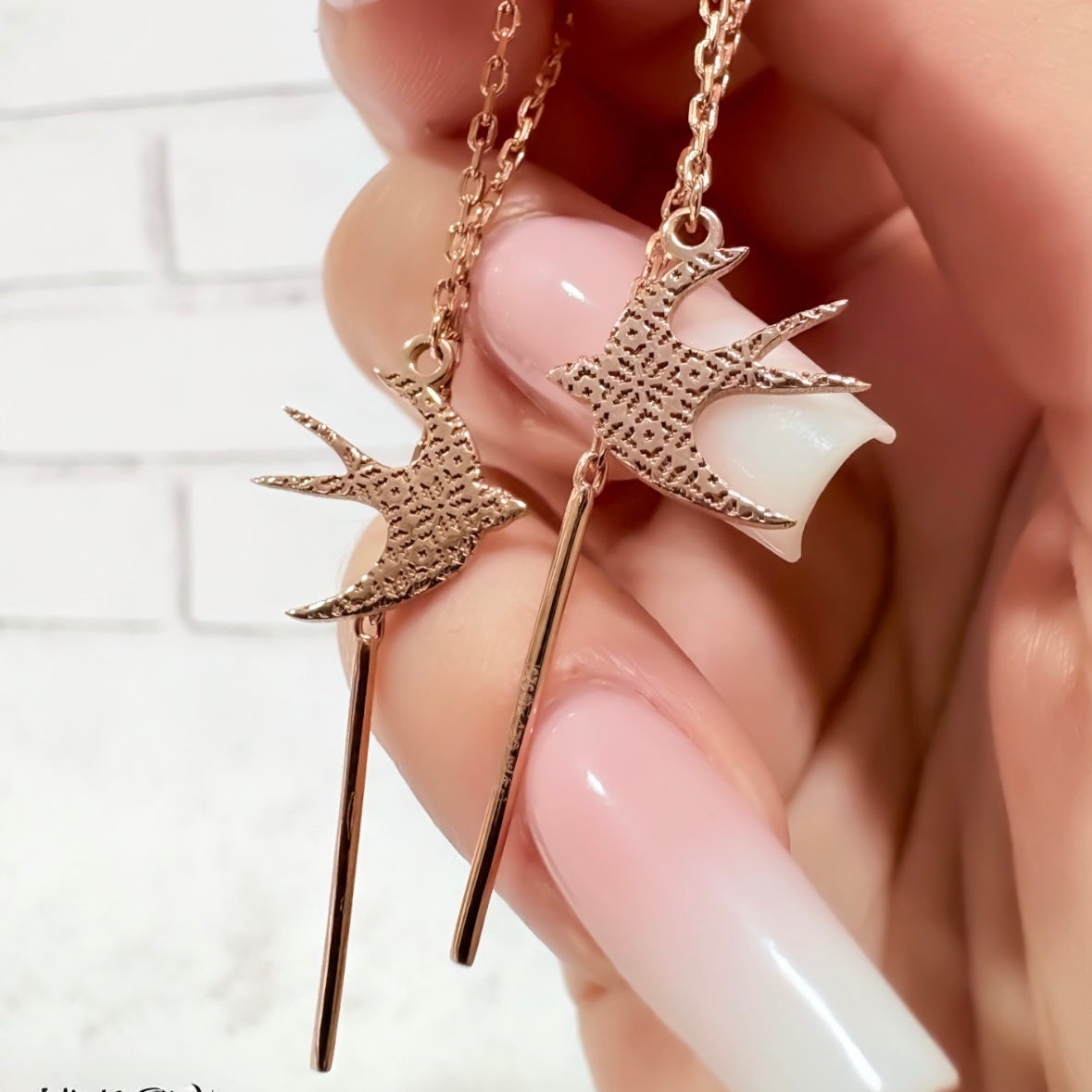 Позолочені срібні сережки Ластівка 925 | Gold Plated Sterling Silver Earrings 925 Silver | Довгі жіночі сережки | Long Dangle Earrings | Ukraine Jewelry 534