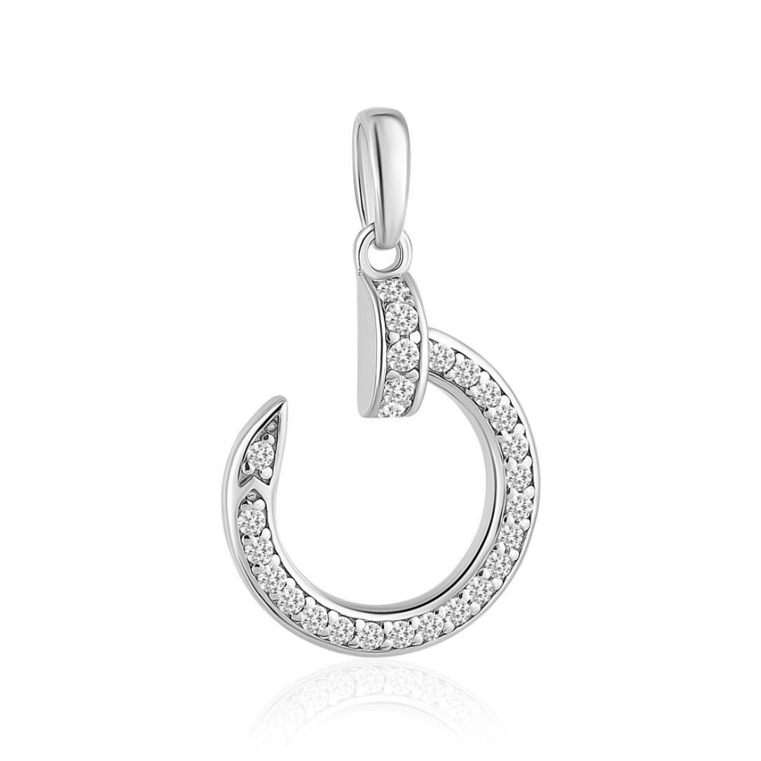 Срібна підвіска 925 з фіанітами • 925 Silver Circle Pendant with Cubic Zirconia | 39137