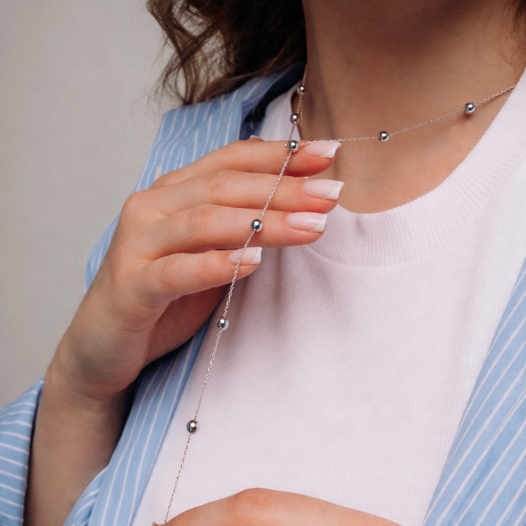 925 Sterling Silver Lariat Necklace and Earrings Set| Срібний комплект 925 проби з кольє-ларіатом і сережками
