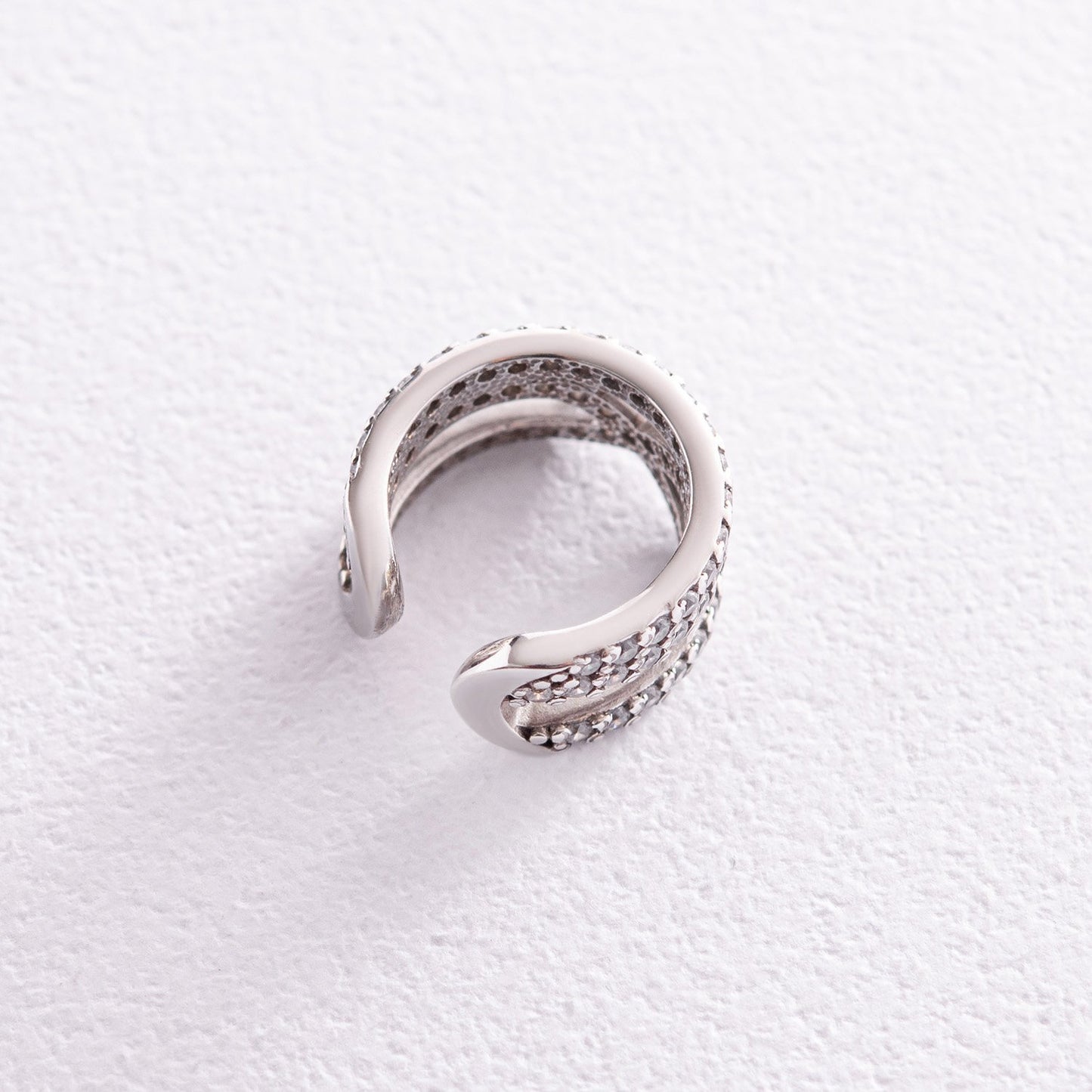 Срібний кафф 925 з фіанітами | Luxury Silver Ear Cuff 925 with Zirconia|40023