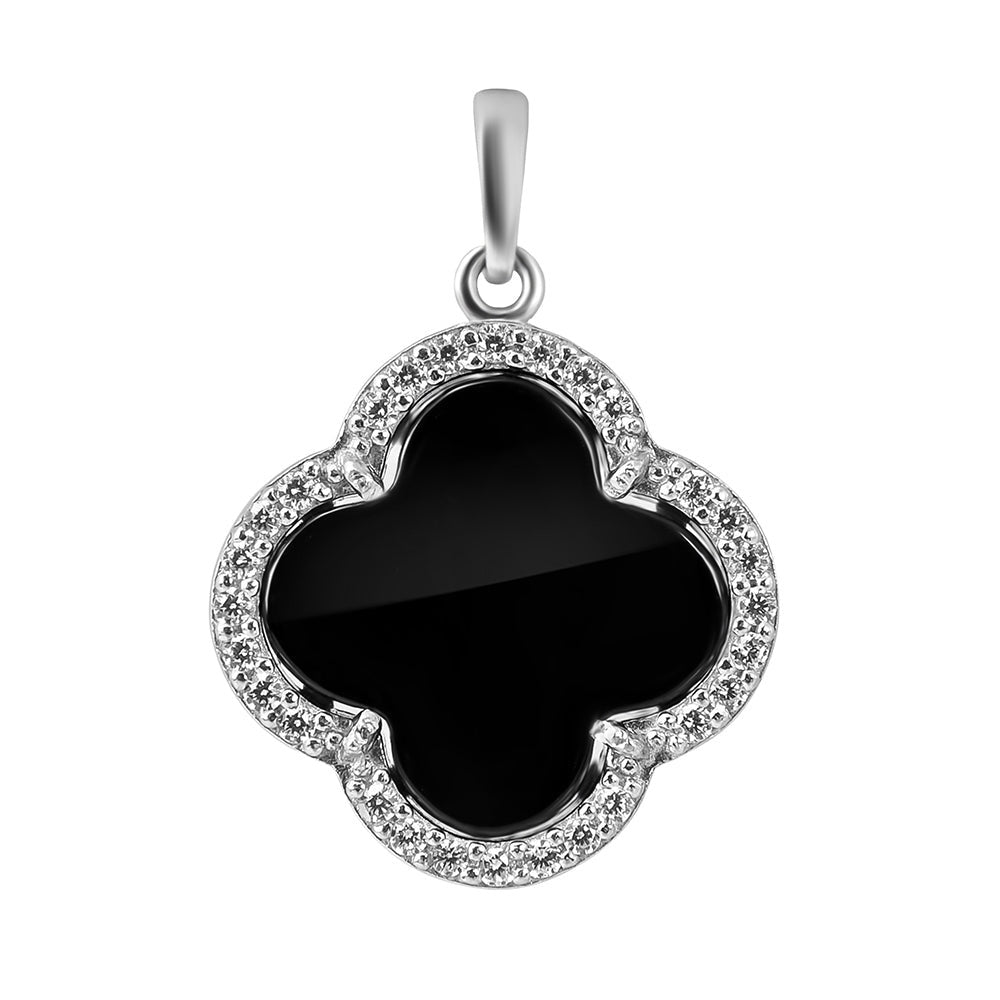 Срібний підвіс з чорним оніксом та фіанітами/срібло 925пр./30410