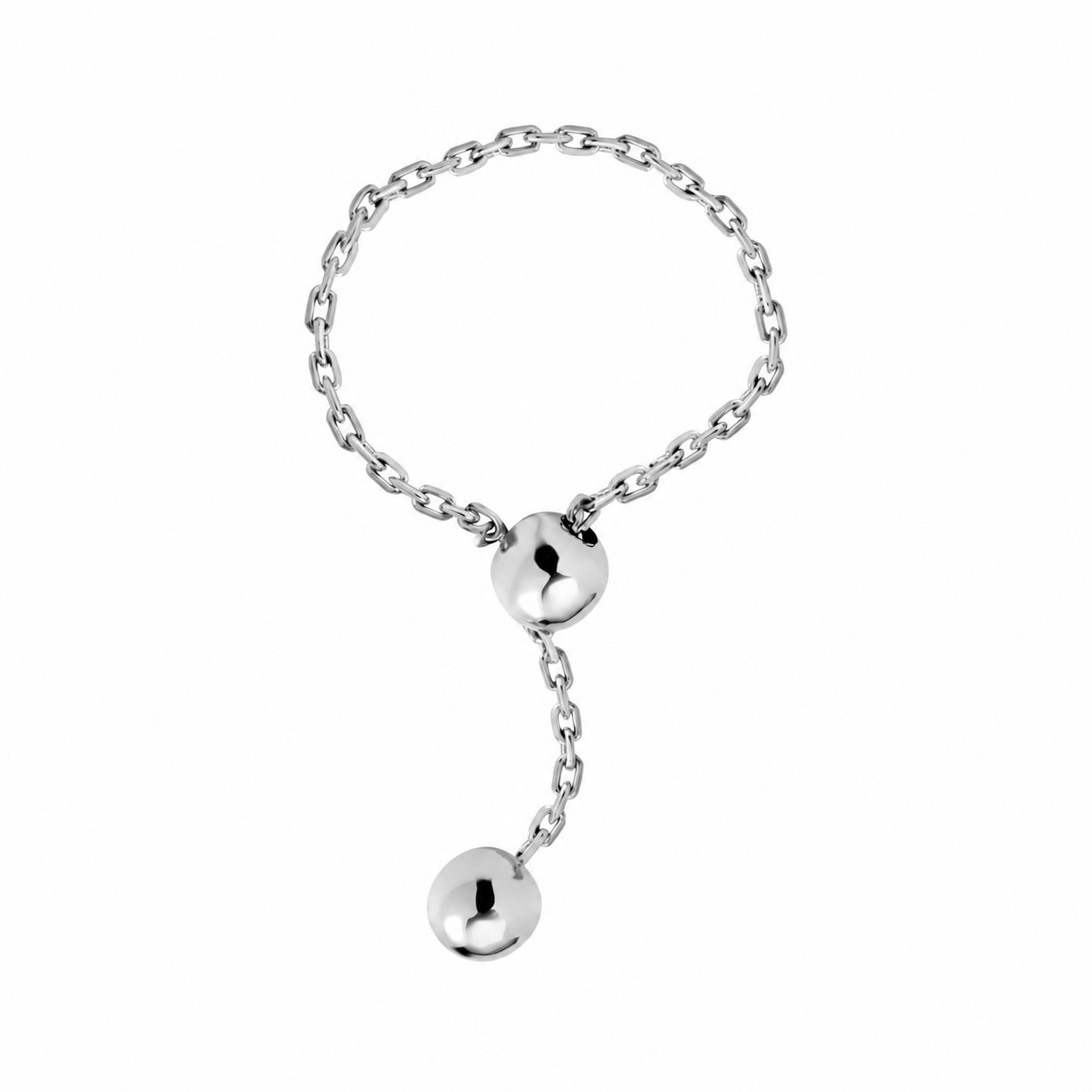 Sterling Silver Adjustable Ball Ring 925 | Срібна безрозмірна каблучка з кульками| 720