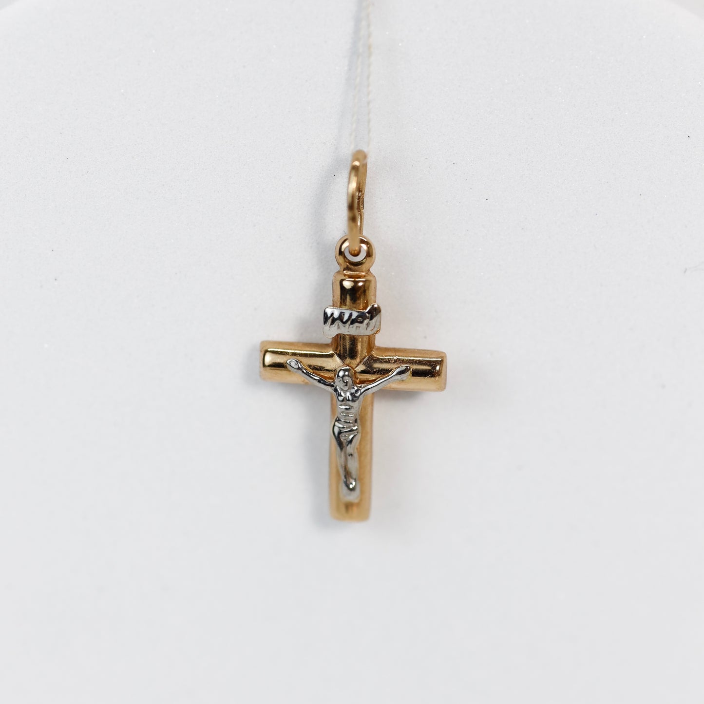 Золотий обʼємний хрестик з розпʼяттям 585 | Gold 3D Crucifix Cross Pendant 14k