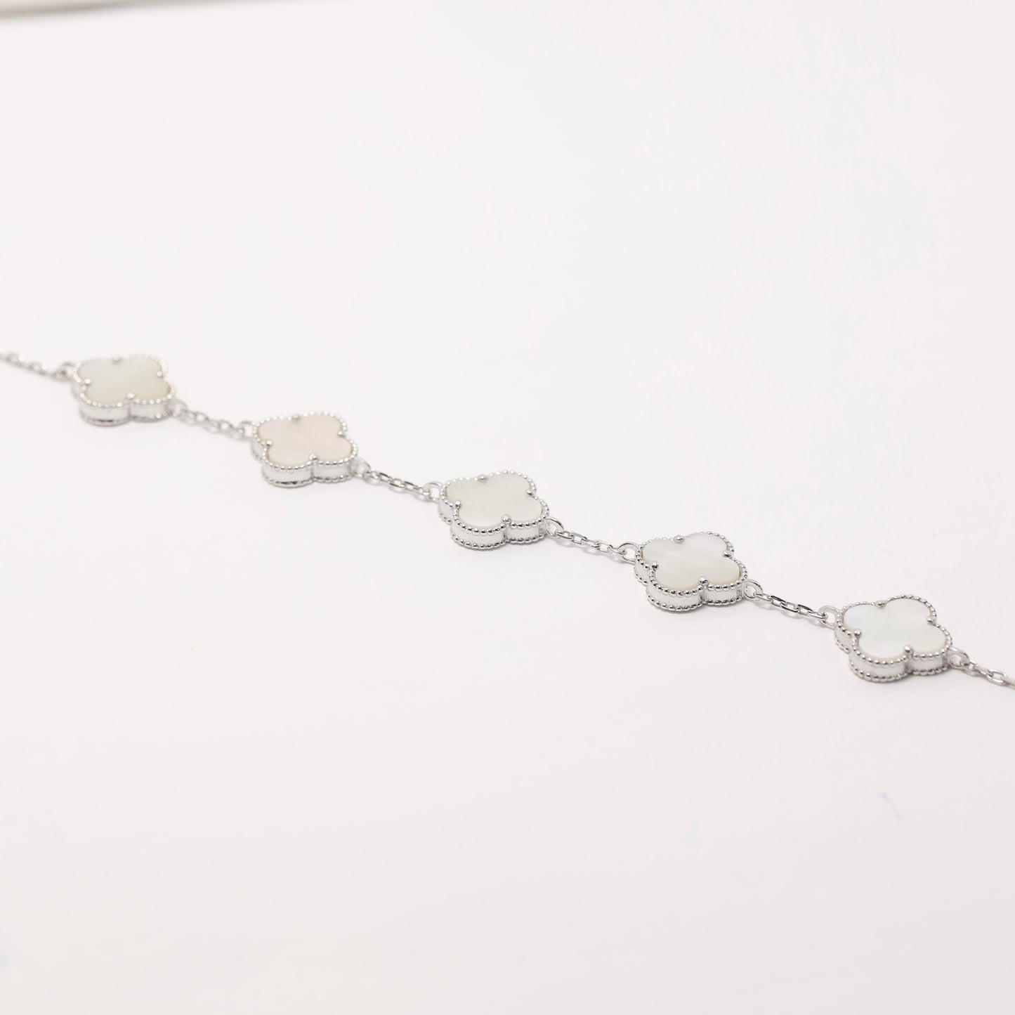 Sterling Silver Five Flower Bracelet with Mother of Pearl | Срібний браслет 5 квіточок з перламутром|338