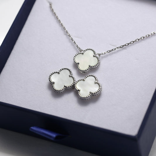 Mother of Pearl Clover Jewelry Set Maxi Size | 925 Sterling Silver Luxury Set — Срібний комплект Клевер Maxi з перламутром|552