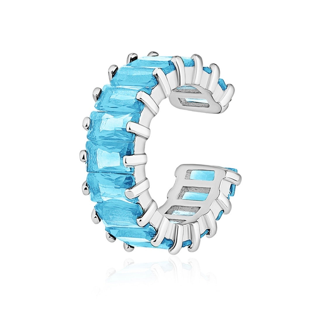 925 Sterling Silver Ear Cuff| Срібна кафа 925 проби з блакитними фіанітами|70124
