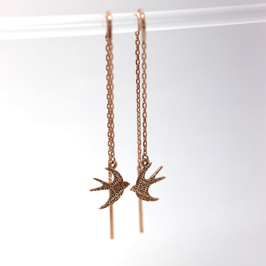 Позолочені срібні сережки Ластівка 925 | Gold Plated Sterling Silver Earrings 925 Silver | Довгі жіночі сережки | Long Dangle Earrings | Ukraine Jewelry 534