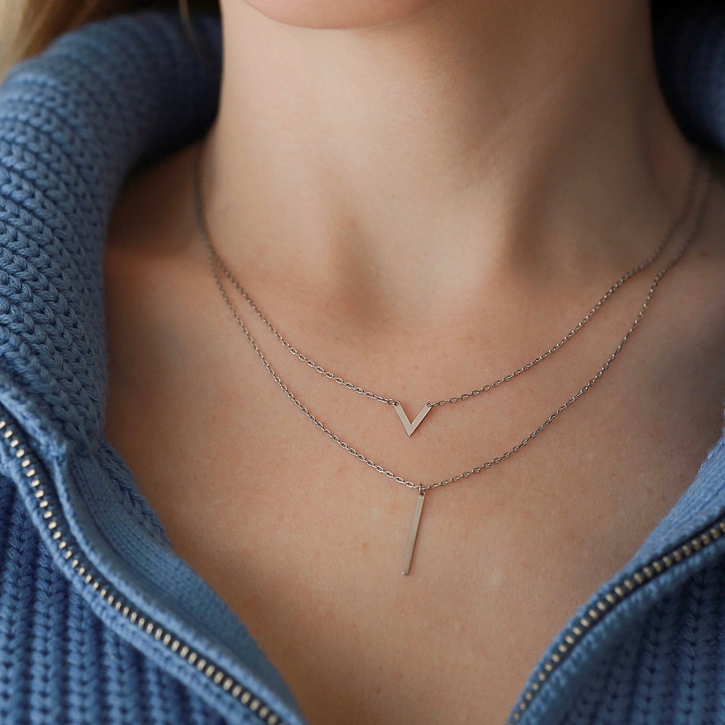 Срібне багатошарове кольє 925 • Мінімалізм | Layered Sterling Silver Necklace 925| 6028