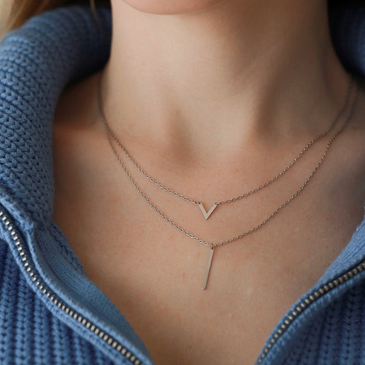 Срібне багатошарове кольє 925 • Мінімалізм | Layered Sterling Silver Necklace 925| 6028