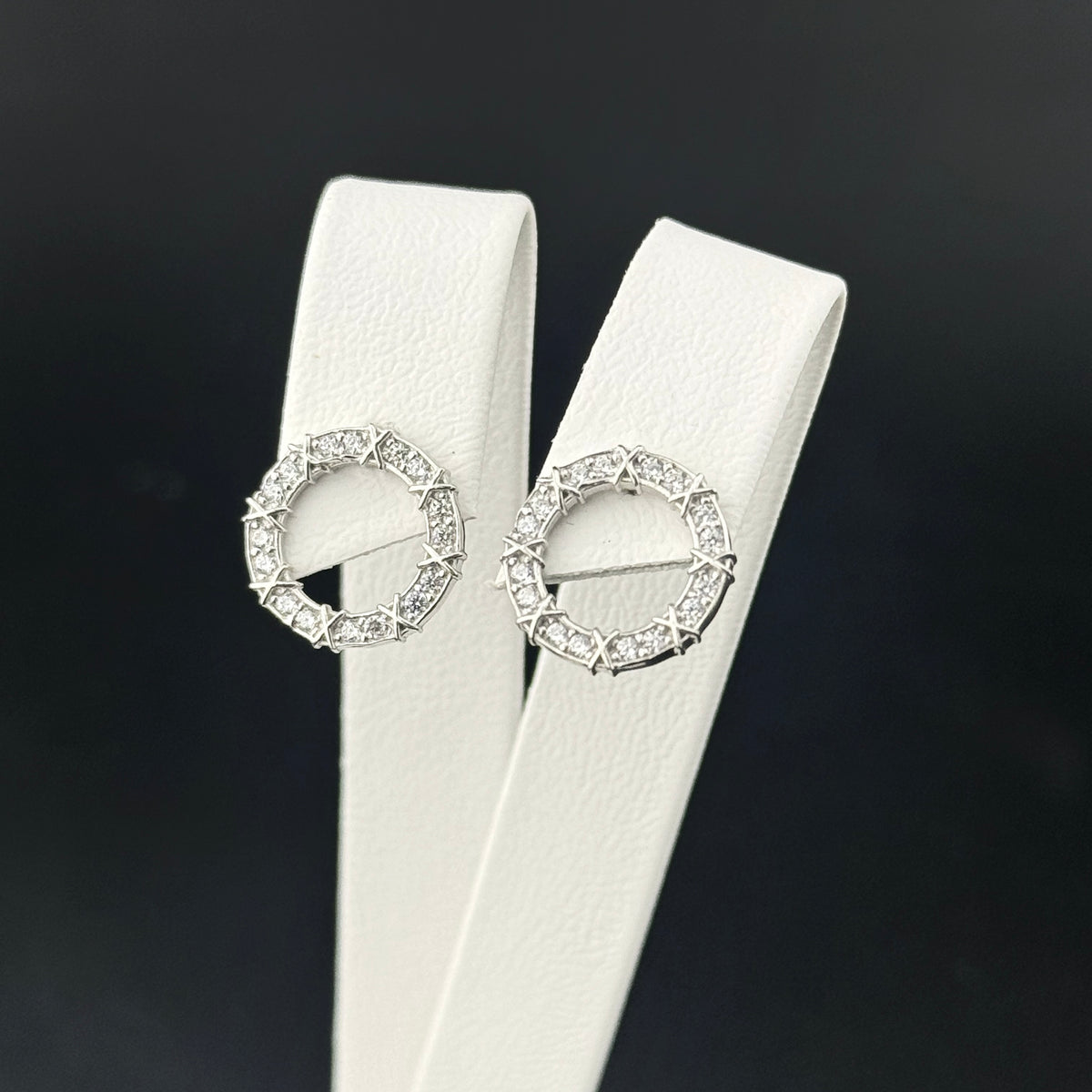 925 Sterling Silver Stud Earrings with CZ| Срібні сережки-пусети з фіанітами, срібло 925 проби|074