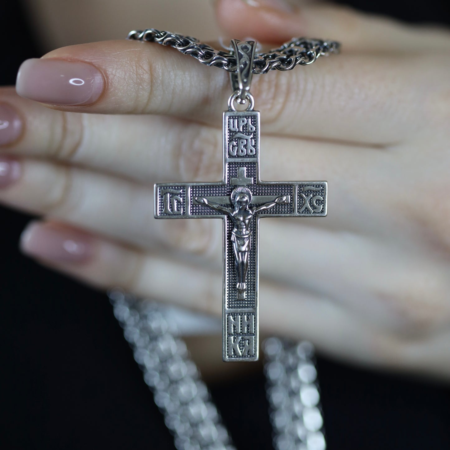 Massive Engraved Cross Pendant |Luxury Jewelry|Срібний масивний хрестик з різьбленням|5158