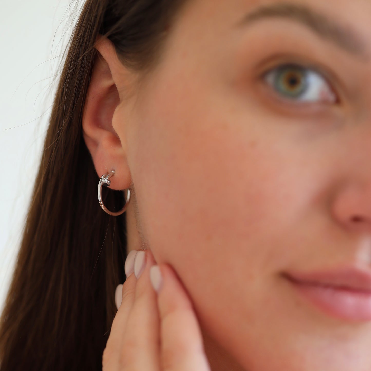 Срібні сережки-кільця у формі цвяшка 925 Silver Hoop Earrings | 495