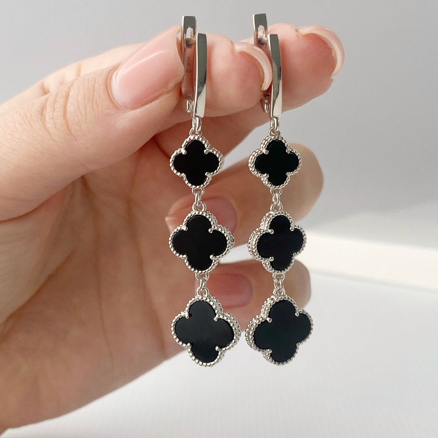 Silver earrings Black Clover 925 sterling Ukrainian jewelry