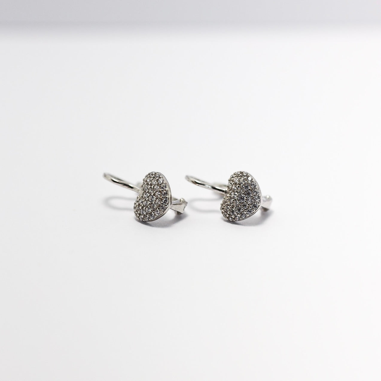 Silver Heart Earrings with CZ | Срібні сережки Серце з фіанітами|421