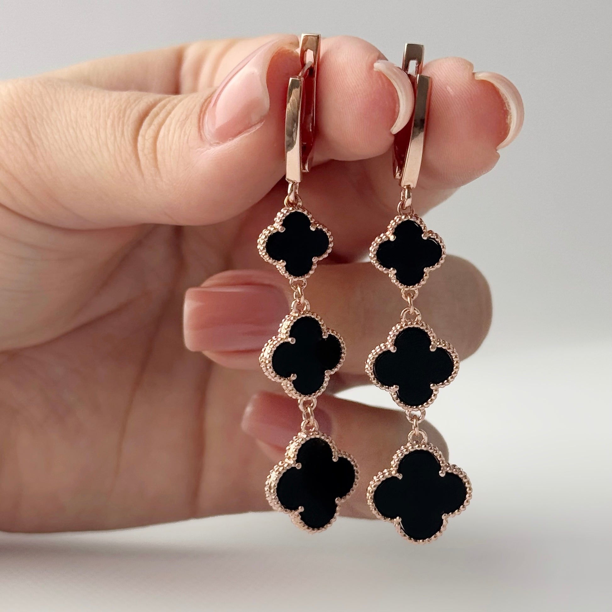 Silver earrings Black Clover 925 sterling gold plated – Ukrainian jewelry