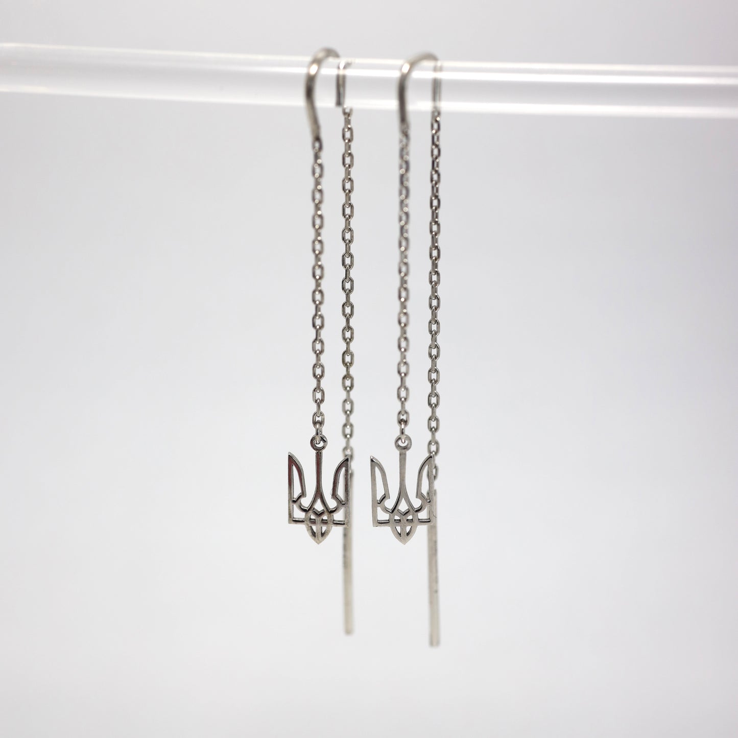 Срібні сережки протяжки/тризуб/срібло 925пр./311