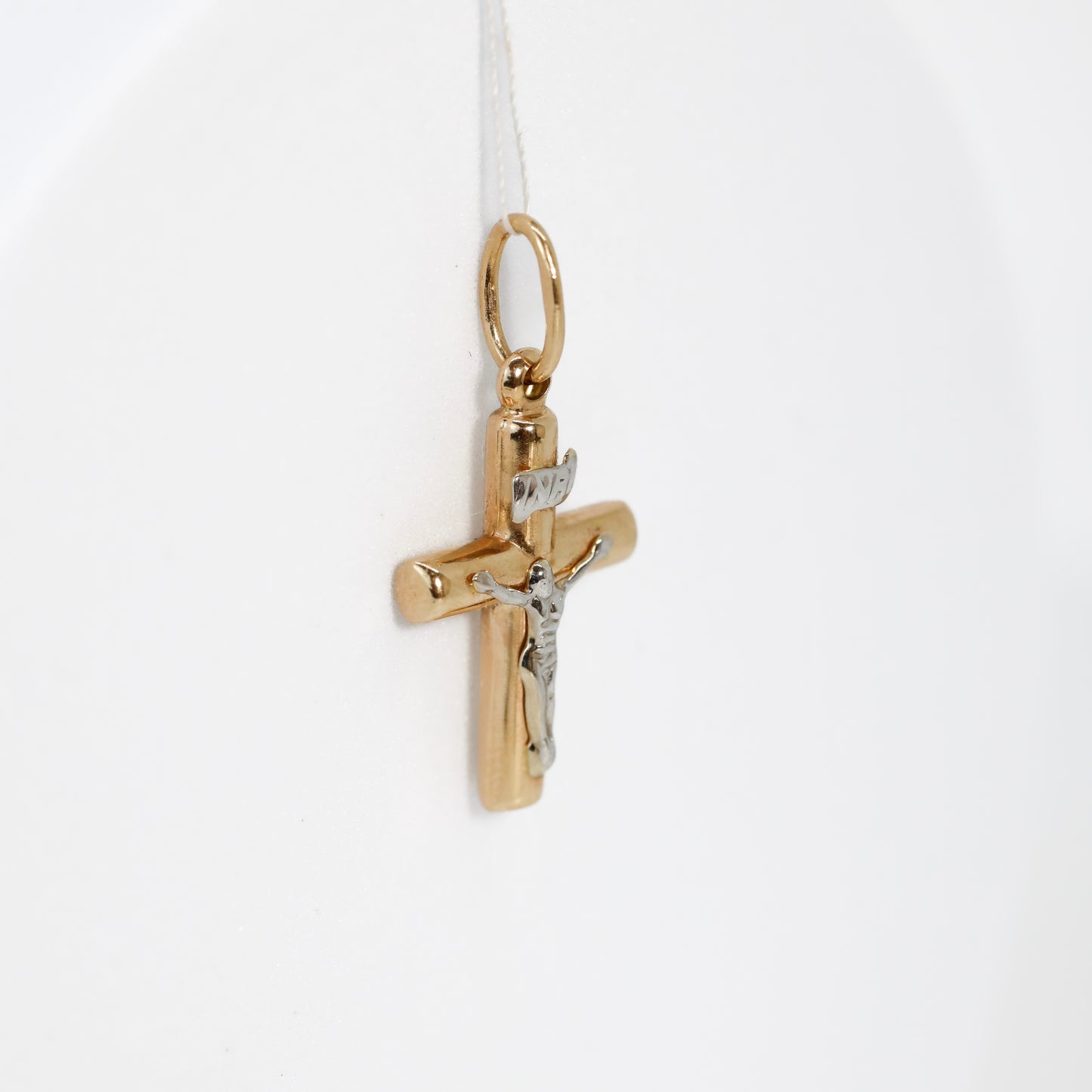 Золотий обʼємний хрестик з розпʼяттям 585 | Gold 3D Crucifix Cross Pendant 14k