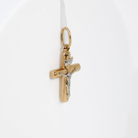 Золотий обʼємний хрестик з розпʼяттям 585 | Gold 3D Crucifix Cross Pendant 14k