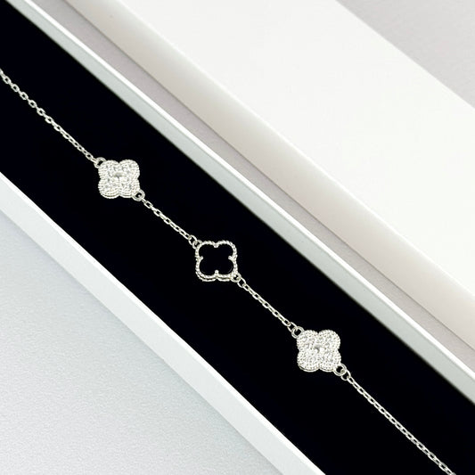 Срібний браслет з оніксом та цирконієм | 925 Sterling Silver Bracelet with Onyx & Cubic Zirconia | 498