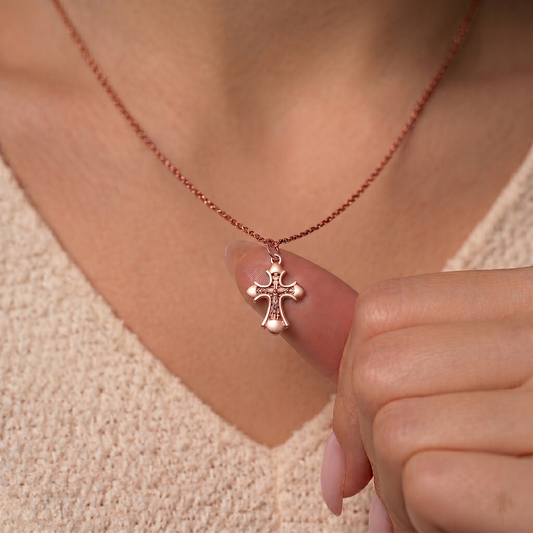 Золотий хрестик 585 проби | 14K Gold Cross Elegant Pendant| 5236
