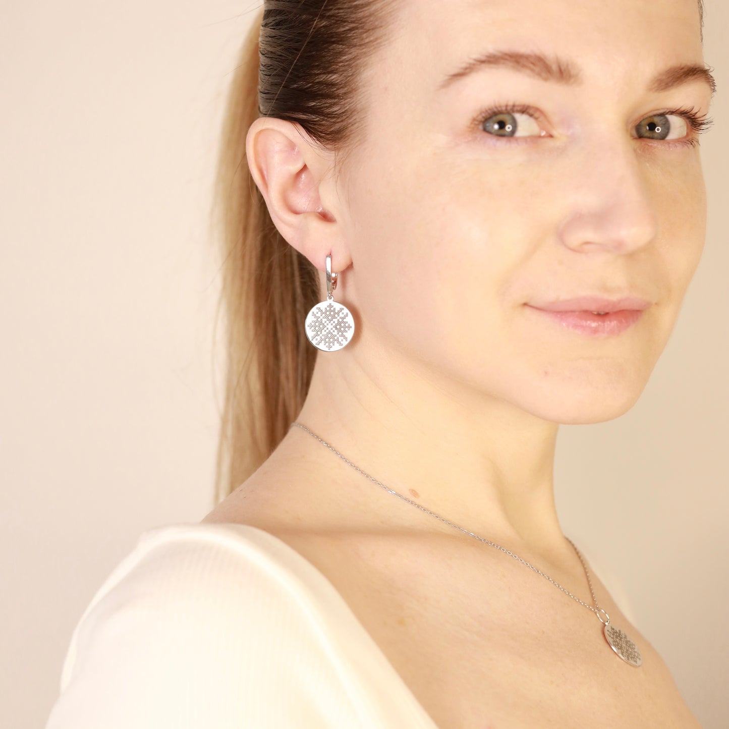 Silver Ukrainian Embroidery Earrings 925 | Срібні сережки Вишиванка|1317