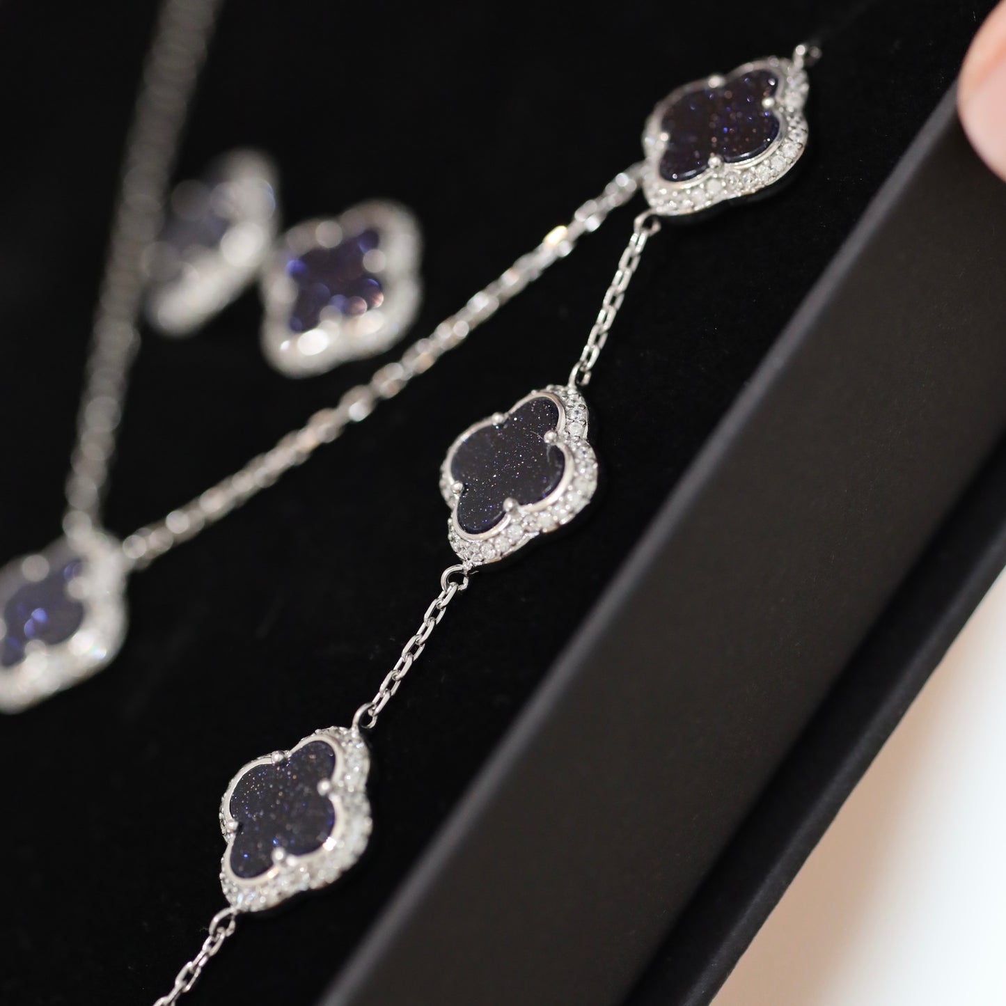 Комплект із авантюрином Clover | Aventurine Clover Jewelry Set | 339