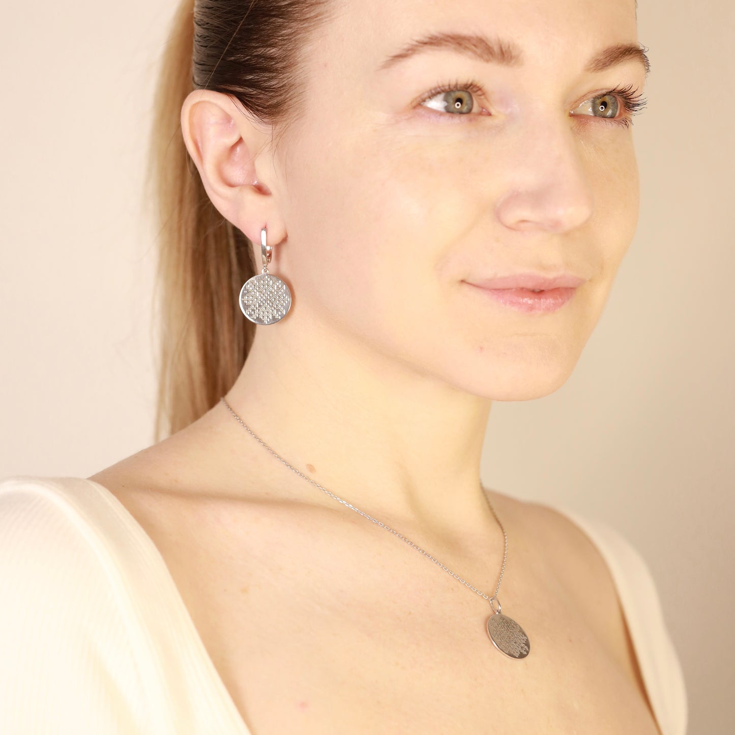 Silver Ukrainian Embroidery Necklace 925 | Срібне кольє Вишиванка|1317