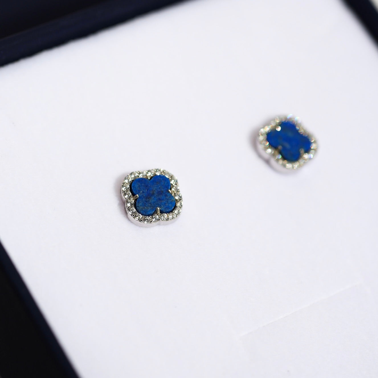 lapis lazuli earrings gift box 925 silver blue stone jewelry gift for her