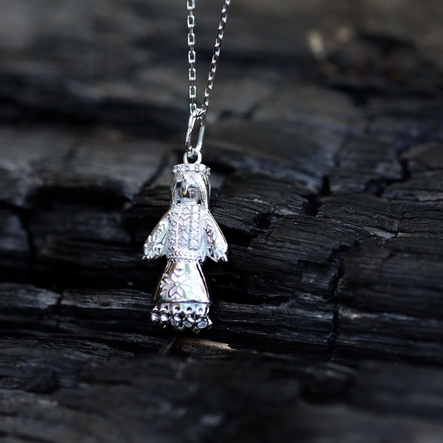 Кулон з ланцюжком Лялька Мотанка | Silver Motanka Doll Pendant with Chain Silver 925