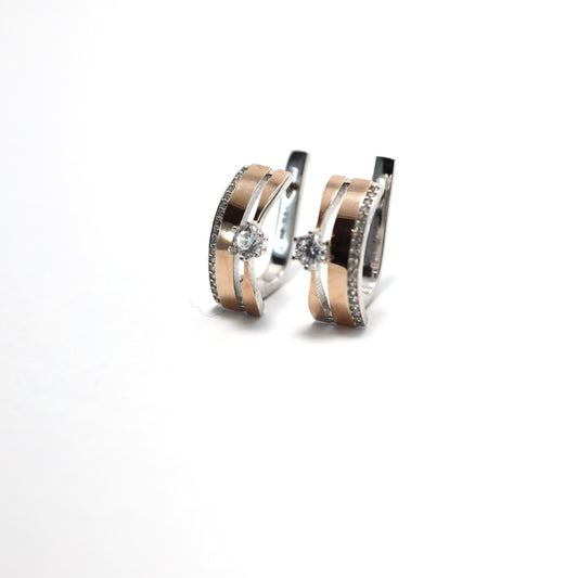 Срібні сережки з золотою пластиною та фіанітам/291