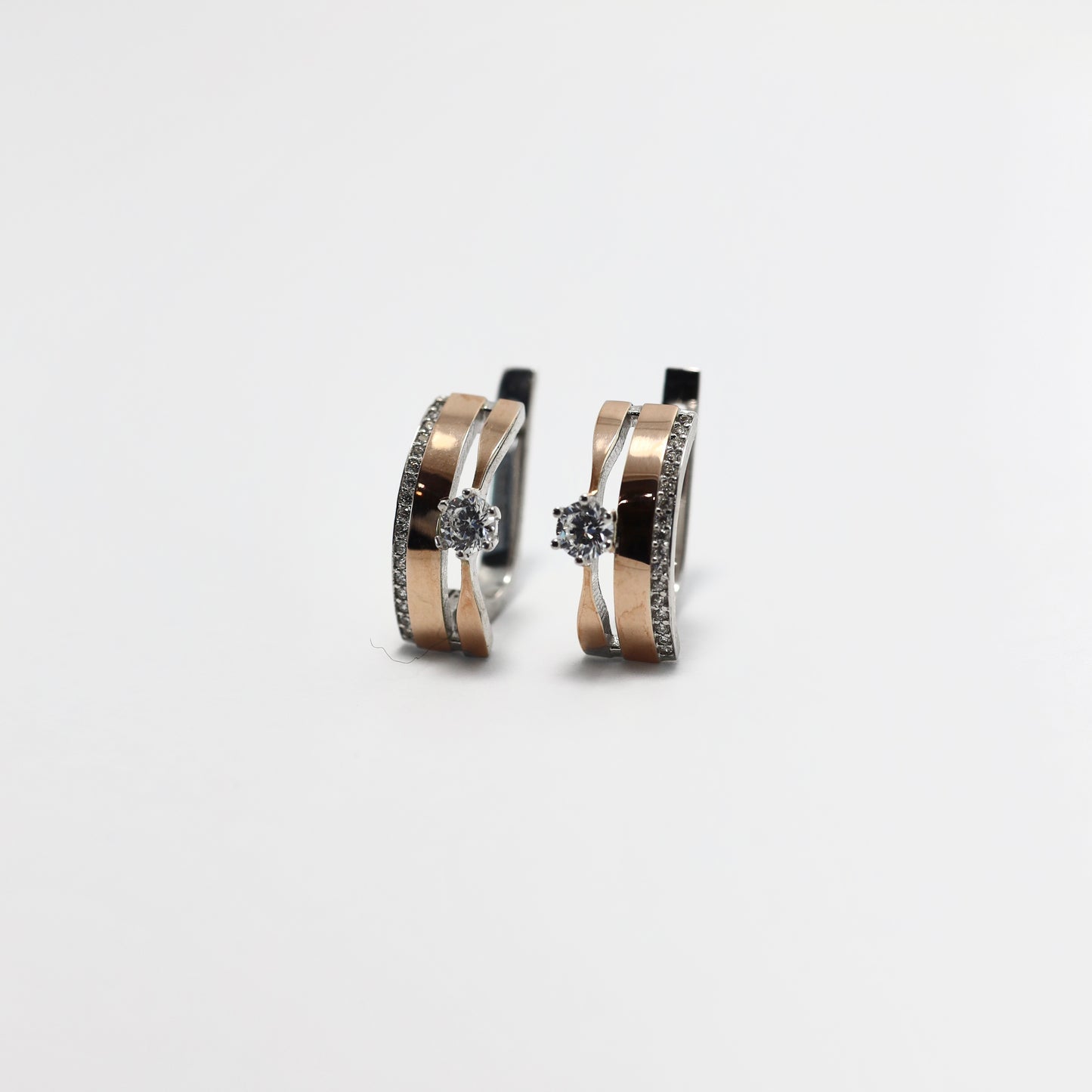 Срібні сережки з золотою пластиною та фіанітам/291