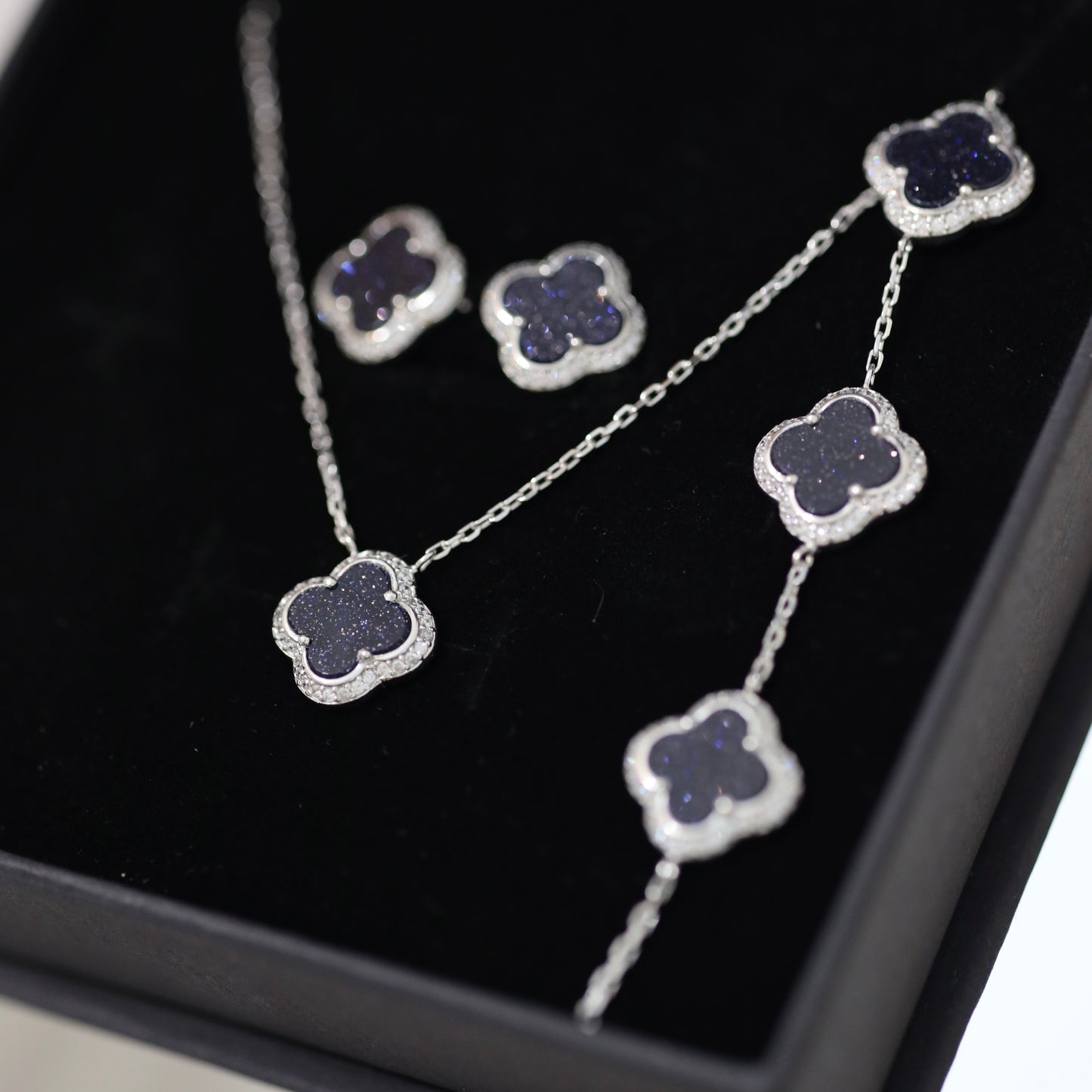 Комплект із авантюрином Clover | Aventurine Clover Jewelry Set | 339