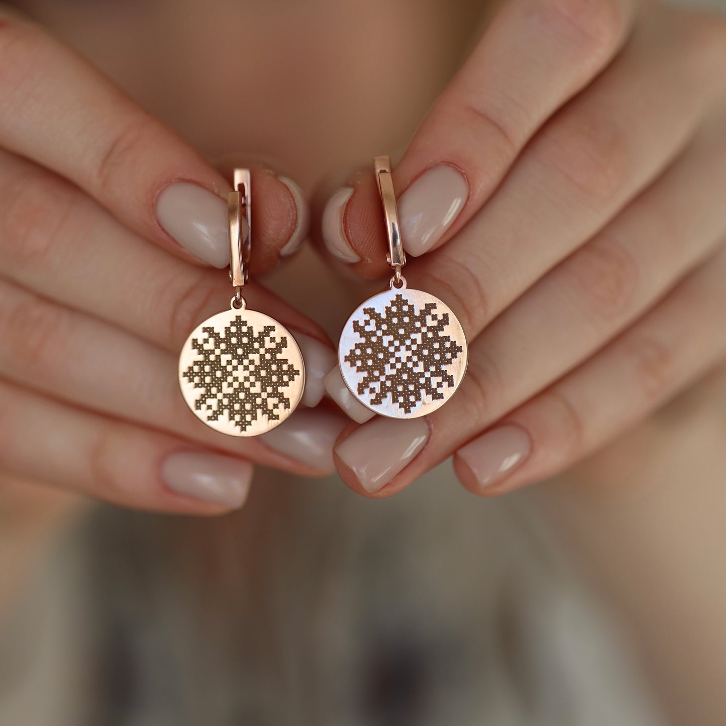 Срібний комплект з вишиванкою | Позолота 585 |Ukrainian Embroidery Jewelry Set | 585 Gold Plated Earrings & Necklace|1317