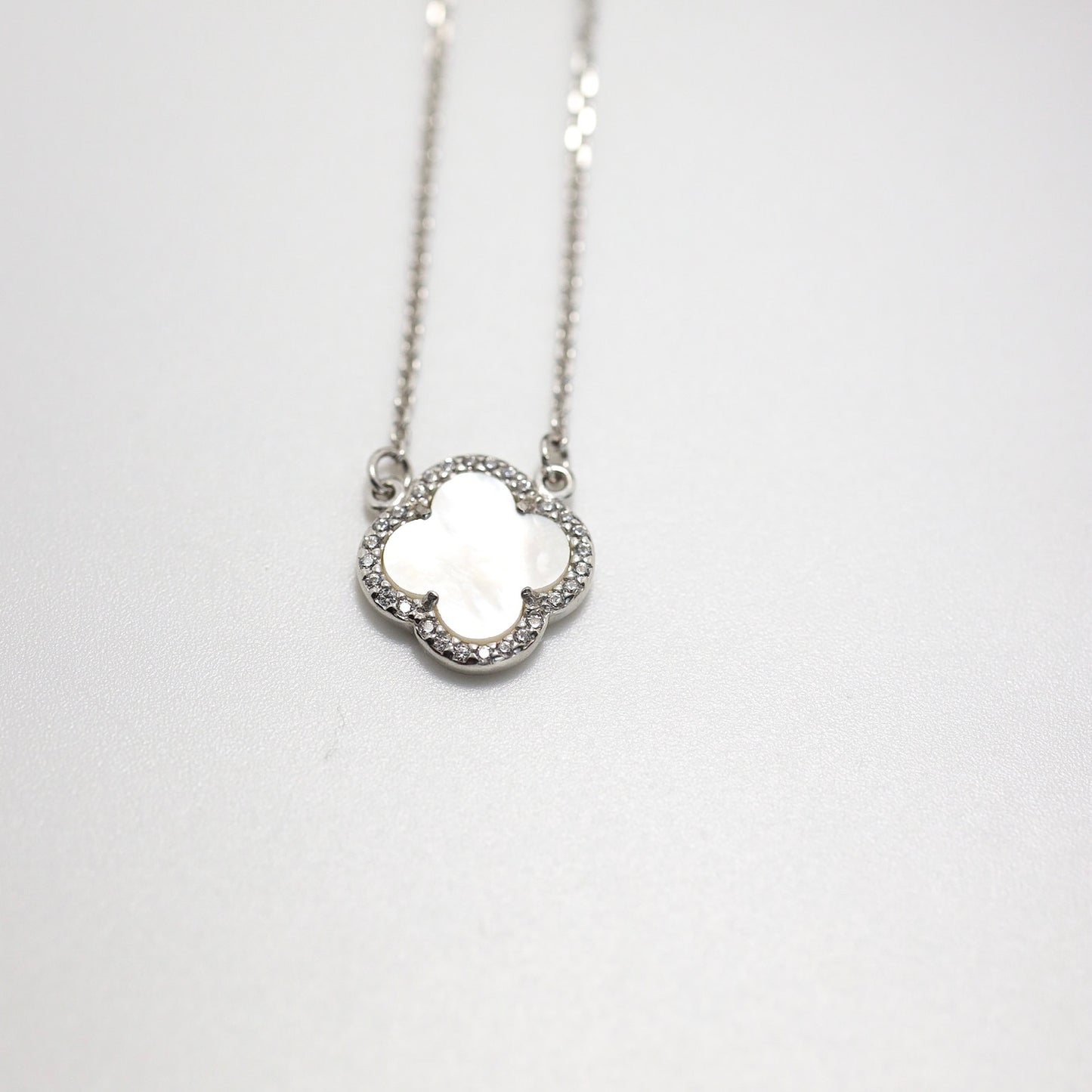 Срібне кольє 925 з перламутром і фіанітами | 925 Silver Mother of Pearl | 6141