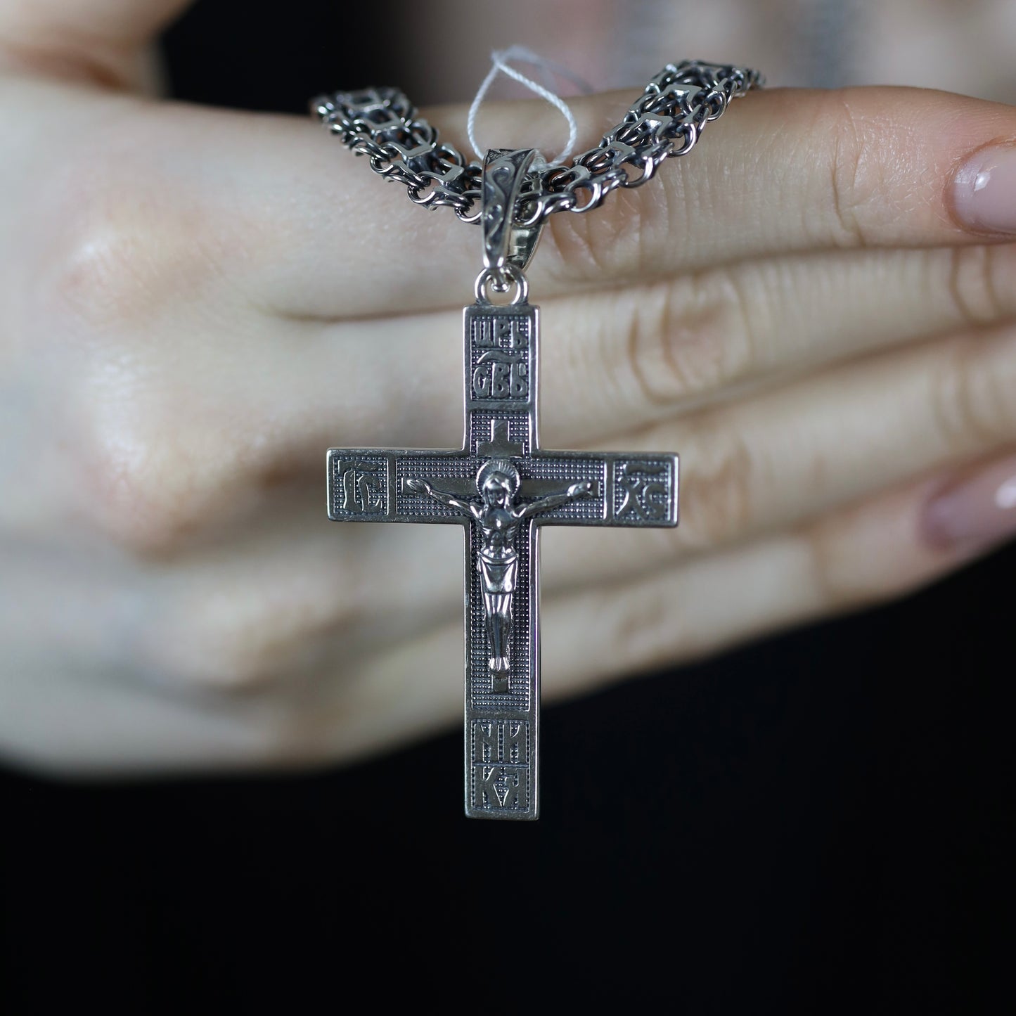 Massive Engraved Cross Pendant |Luxury Jewelry|Срібний масивний хрестик з різьбленням|5158
